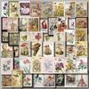 50 Sellos Efecto Dibujo Pegatinas para Cuenta de Mano Paisaje Retro Estilo Pintura al Óleo Pintado a Mano Pegatinas para Cuenta de Mano Pegatinas de Caña para Niñas