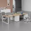 Juego de Escritorio y Silla para Estación de Trabajo de Empleado, Muebles de Oficina Modernos Minimalistas, Escritorio de Oficina con Divisiones para Cuatro Personas con Enchufe