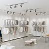 Estante de Exhibición para Tienda de Ropa de Acero Inoxidable para Pared Colgador Doble Capa Estante Montado en la Pared para Tienda de Ropa de Mujer Estante de Exhibición para Tienda de Ropa Infantil