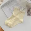 Calcetines tubo para mujer I combinación de colores falso dos encaje rizo calcetines coreanos medias con botones algodón damas calcetines de moda al por mayor