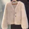 Nuevo Abrigo de Invierno 2026 Ecológico Chaqueta de Piel Sintética de Zorro para Mujer Estilo Coco Holgado Engrosado Abrigo de Lana