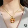 Colgante de la Fortuna Estilo Antiguo Chapado en Oro con el Carácter Fu, Colgante de Color Esmalte para Atraer Riqueza y Bendiciones, Suministro para Transmisiones en Vivo de Comercio Electrónico