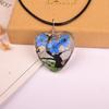 Collar Narciso Corazón del Bosque Vidrio Corazón Durazno Espécimen de Flor Real Gema del Tiempo Flor de Durazno Flor de Cerezo Joyería Cristal