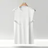 Chaleco sin mangas de cuello redondo para hombre, Chaleco de seda helada para correr en verano, Chaleco deportivo con sensación de hielo, Camiseta sin mangas de secado rápido