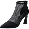 Botas Sexy de Tela com Bico Fino e Recortes para Mulheres 2026 Novo Estilo Salto Bloco Botas Curtas Primavera e Verão Salto Alto Sandálias Versáteis