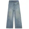Jeans Rectos Lavados Vintage Desgastados Bigote Azul Claro Transfronterizos para Mujer, Nuevo Estilo Principios de Otoño 2026, Corte Delgado para Figuras Petite