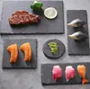 Prato de Sushi Preto Artesanal Japonês Prato de Ardósia Prato Ocidental Prato de Ardósia para Carne Grelhada Bandeja para Bife Prato de Cozinha