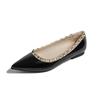 Zapatos de Remaches Puntiagudos Estilo Francés Elegante Cuero Patentado Ropa de Abrigo Tijeras de Sauce Color Suave para la Noche Tarde Zapatos Planos Zapatos de Mujer