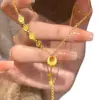 Lleno de Buena Fortuna~ Palabras Auspiciosas, Paz y Alegría, Collar con Colgante de Borla Dorada para Mujer, Accesorio de Colgante de Diseño de Lujo Ligero, Cadena para la Clavícula