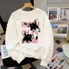 Moletom Huamian Preto com Gola Redonda para Mulheres, Novo Estilo Outono e Inverno 2026, Blusa Solta de Manga Longa Tamanho Grande, Jaqueta de Lã de Inverno