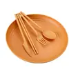 Amazon paja de trigo 32 piezas vajilla Tazón Taza plato cuchillo y tenedor cuchara palillos creativos portátiles vajilla juego de regalo