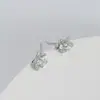 Pendientes de Moda Elegantes Estilo Coreano con Aguja de Plata S925 para Mujer Pendientes de Azúcar Geométricos de Gama Alta Pendientes de Lazo Estilo Frío