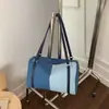 Bolsa Boston Patchwork Colorido Minimalista Transfronteiriça Bolsa de Jeans para Mulheres 2026 Nova Versátil Bolsa de Ombro Transversal