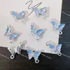 Celebridad de Internet Súper Brillante Cristal Incrustado Diamante Doble Mariposa Circonita Colgante DIY Pulsera Collar Pendiente Accesorios Circonita