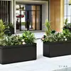 Floreira Externa de Aço Inoxidável, Cerca de Tanque de Flores Combinado para Pátio, Vaso de Flores Retangular de Ferro Forjado, Calha de Flores Externa com Divisória Acabada