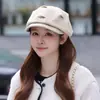 Boina de Lana Estilo Coreano para Niños Otoño e Invierno Celebrante Cibernético Combinable Gorro Octogonal Moda Casual Sombrero de Pintura Artística