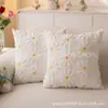 Funda de Almohada Acolchada Bordada Estilo Nuevo Transfronteriza Piel de Conejo Almohada de Sofá sin Relleno Cojín de Respaldo de Oficina Almohada para Cabecera