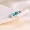 Anillo francés sencillo de alta gama con exquisito diamante verde color Paraiba para mujer, elegante anillo combinable con apertura ajustable.