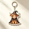 Chaveiro de Vaca das Terras Altas de Halloween Acrílico Fofo Desenho Animado Bezerro Pingente Charme para Bolsa de Festival Estilo Americano