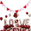Día de San Valentín Fieltro Amor Banner Bandera de Fiesta Decoración Corazón Durazno Boda Compromiso Corazón Rojo Rosa Flor