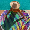 Toalla de Playa de Microfibra Grande Transfronteriza, Esterilla de Playa Redonda Estampada con Borlas, Toalla de Baño de Secado Rápido, Toalla Personalizada