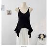 Estilo Coreano Estilo Puro Luxúria Camisole Fenda Irregular Feminino Verão Novo Top Tricotado Slimming com Babados
