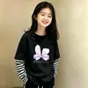 Nueva camiseta de algodón puro de manga larga para niñas de primavera y otoño, elegante conjunto de dos piezas estilo coreano para niños mayores