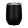 Taza Tipo Huevo de 12 oz con Popote, Taza Aislada al Vacío de Doble Pared de Acero Inoxidable 304, Taza para Bebidas Frías Vino Tinto, Taza Tipo Huevo de Panza Grande