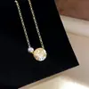 Collar con Colgante Redondo de Letra Ming Yuan Xing Yao Perla Cadena para Clavícula Estilo Neutro de Nicho Collar de Lujo Ligero Sensación de Alta Gama