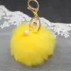 Colgante de Bolsa Bolita de Piel de Perla Llavero de Bola de Piel Llavero de Piel de Conejo Sintético Colgante de Coche Decoración de Bola de Piel Llavero de Piel para Mujer
