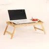 Bandeja de almacenamiento para cama de bambú y madera transfronteriza, Mesa de bandeja de comedor para computadora de madera maciza multifuncional para personas perezosas, Plegable con bandeja portátil