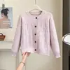 Suéter Floral Cardigan de Tricô Macio para Mulheres, Pulôver, Design Outono e Inverno, Casaco Top com Padrão Vazado Crochê à Mão