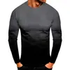 Camiseta Masculina Europeia e Americana Transfronteiriça Nova Cor Degradê Impressão Digital 3D Moda Versátil Manga Longa Gola Redonda Camiseta Masculina