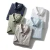 Camisa Casual de Manga Corta de Color Puro Transpirable Cómoda Pantalones con Bolsillo de Solapa Camisa de Algodón y Lino para Hombre Manga Corta de Algodón y Lino 8717