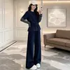 Conjunto Deportivo Casual para Mujer 2026 Verano Nuevo Estilo Conjunto de Dos Piezas: Top de manga corta y cuello redondo de dos piezas falsas y pantalones de pierna ancha