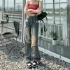 Jeans Rotos de Estilo Chica Caliente Europea y Americana para Mujer en Verano Cintura Alta Diseño Delgado Tendencia Nacional Pantalones Rectos Sueltos de Pierna Ancha