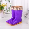 Botas de Lluvia de Terciopelo Desmontables para Otoño e Invierno para Mujer, Modernos Zapatos de Agua de Media Longitud Antideslizantes y Resistentes al Desgaste para Mujer, Zapatos de Goma, Botas de Agua para Adultos