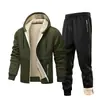 Conjunto de Sudadera Gruesa de Lana de Cordero y Pantalones de Manga Larga para Primavera y Otoño, Talla Europea, Superventas Transfronterizo, Chaqueta Cálida, Conjunto Deportivo Casual para Hombre