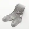 Leggings de algodão para primavera e outono com laço grande para crianças, meias-calças para bebês com PP grande