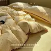 Juego de ropa de cama de cuatro piezas de gasa de doble capa, sábana y funda de edredón, juego de ropa de cama de tres piezas individual para dormitorio, adecuado para todas las estaciones