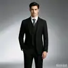 Terno de lã slim fit estilo italiano, um conjunto de três peças para outono e inverno, um terno espessado para noivos, trajes de casamento e vestuário formal de negócios para homens