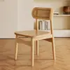 Silla de comedor de madera maciza, silla de ratán para uso doméstico, respaldo de alta gama con acolchado suave, silla de comedor de estilo francés, silla de ratán, mesa y sillas de comedor para restaurantes y casas de huéspedes