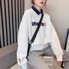 Sudadera de Nuevo Estilo 2026 con Cuello Polo para Mujer, Moda para Mujeres Tallas Grandes, Diseño Único, Estilo Coreano, Corte Holgado, Top Chaqueta de Principios de Otoño
