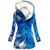 Casaco Trench Coat Feminino 2023 Novo, Quente para o Inverno, Estilo Europeu e Americano, Patchwork Colorido, Com Capuz, Venda Quente Transfronteiriça, Atacado