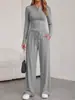 Traje casual asimétrico de diseño transfronterizo europeo y americano 2026 primavera y otoño para mujer, pantalones de pierna ancha de manga larga, ropa deportiva para múltiples ocasiones
