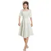 Vestido Blanco de Compromiso Estilo Francés para la Novia, Adecuado para el Registro Civil, un Vestido Blanco Pequeño que se Puede Usar Casual, Vestido Elegante para Mujeres Bajitas