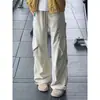 Pantalones Cargo Paracaídas Estilo Americano con Estrellas para Hombre, Pantalones de Pierna Ancha con Pliegues Pesados y Caída para Otoño e Invierno, Pantalones Acampanados Scimitar para Pareja