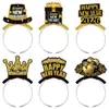 Diadema Decorativa de Fiesta de Año Nuevo Transfronteriza Accesorios para el Cabello Diadema de Feliz Año Nuevo Suministros de Decoración de Año Nuevo