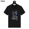 Camiseta al por mayor de marca americana moderna Psychobunny con estampado de calavera de conejo colorido y degradado, manga corta, cuello redondo
