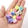 Cuentas de acrílico de color claro con diseño de flor de caricatura y cara sonriente, agujero recto, para cadena de teléfono DIY, colgante, accesorio pequeño, venta al por mayor